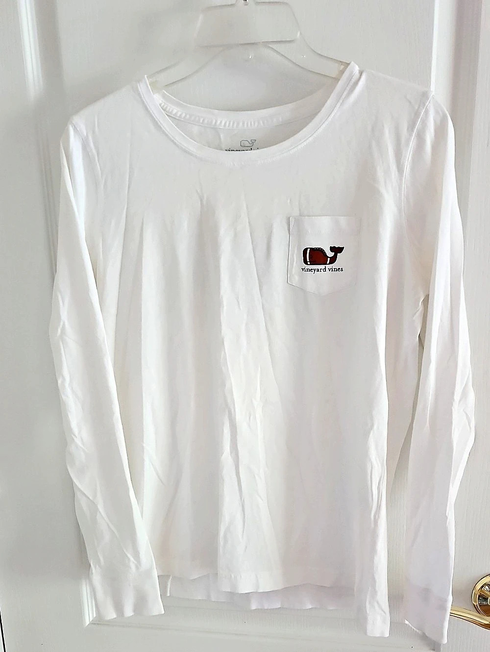 Vineyard Vines Football Whale Long Sleeve Pocket Tee Small